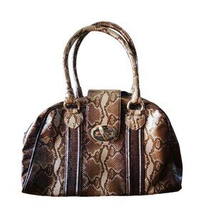Chocolate New Zina Eva Snakeskin Patent Leather Large satchel, purse
